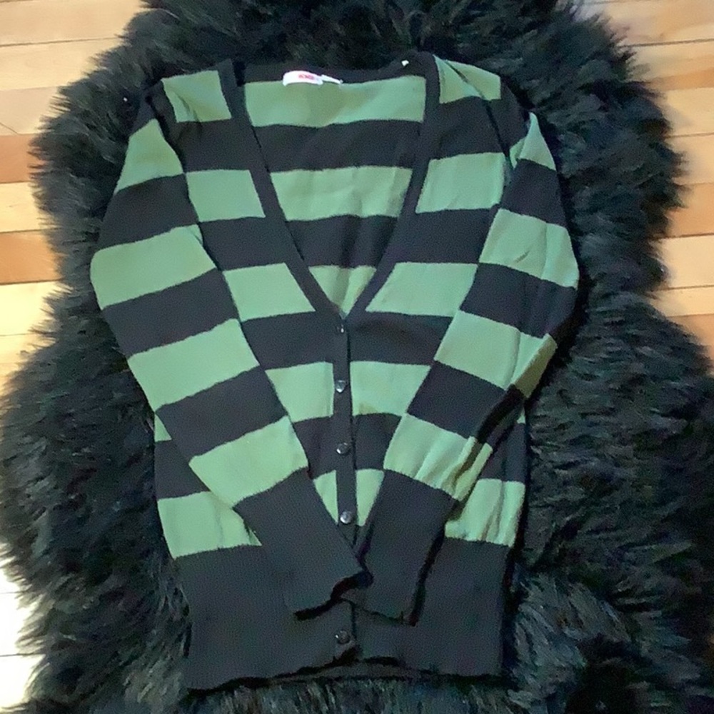 Bongo green and black striped cardi!